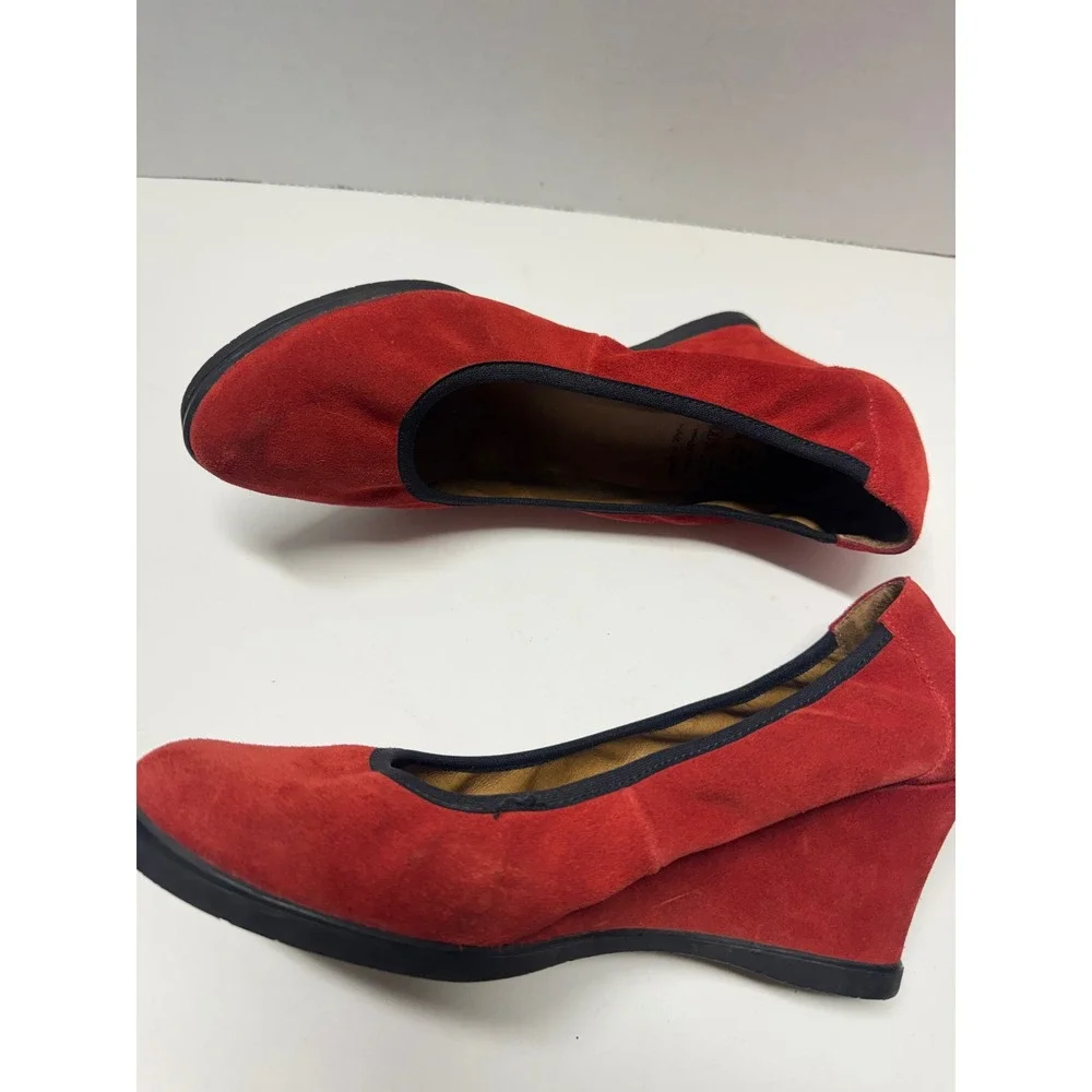 Wonders‎ Red Suede Wedge Pumps Leather Made in Spain EU 38 L-8061 7.5